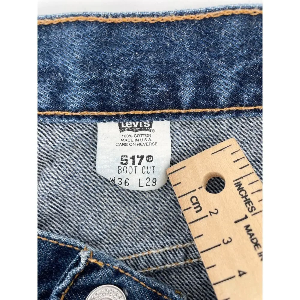VNTG (10/00) Levi’s 517 Jeans Men’s 36x29 Boot Cut Dark Wash Made In USA Y2K